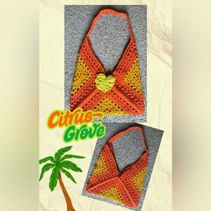 Citrus Grove Orange and Yellow Crochet Shoulder Bag